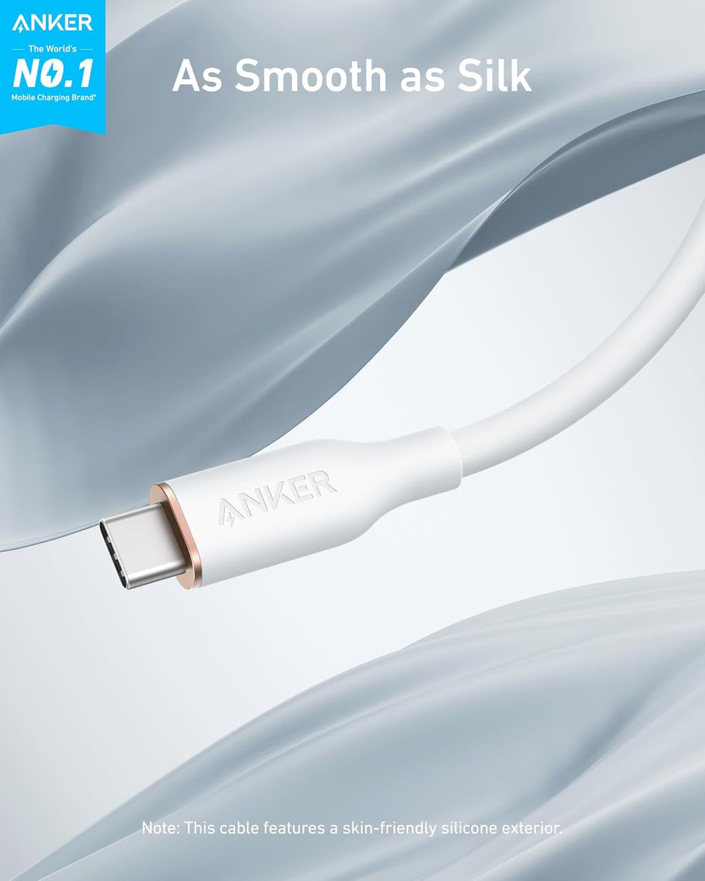 Anker 643 USB-C to USB-C Cable (Flow, Silicone, 240W, 2-Pack, Midnight Black)