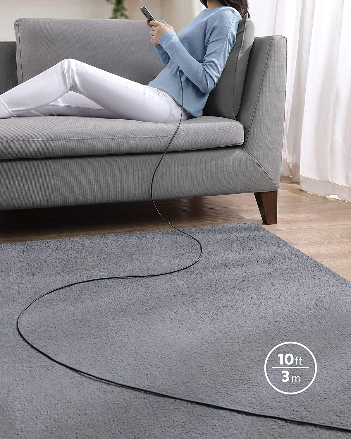 Anker Nano 75W Car Charger and New Nylon USB-C to USB-C 100W Cable (10 ft)