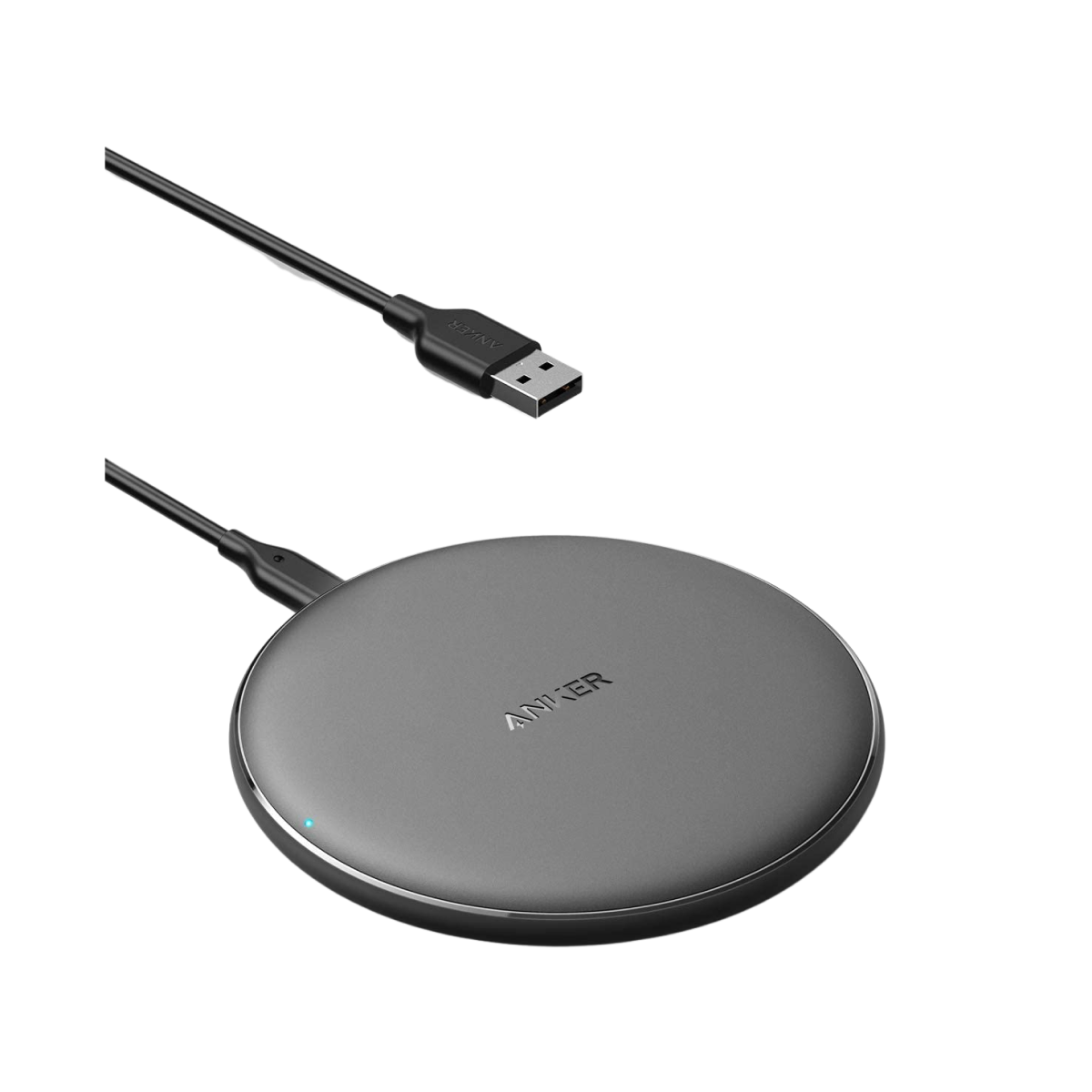 Anker wireless charging pad for Keyword with sleek round design