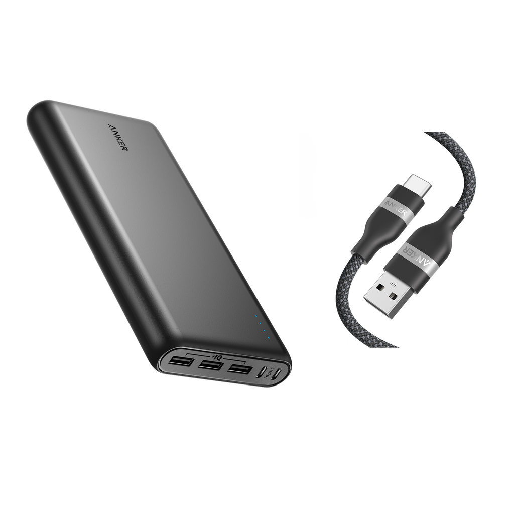 Anker 337 Power Bank (PowerCore 26K) and Anker USB-A to USB-C Cable (3 ft)