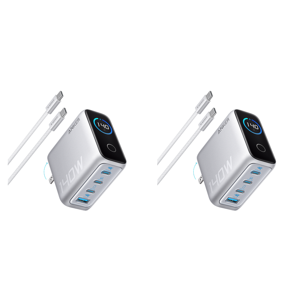 Anker Charger (140W, 4-Port, PD 3.1) with USB-C Cable(2-pack)