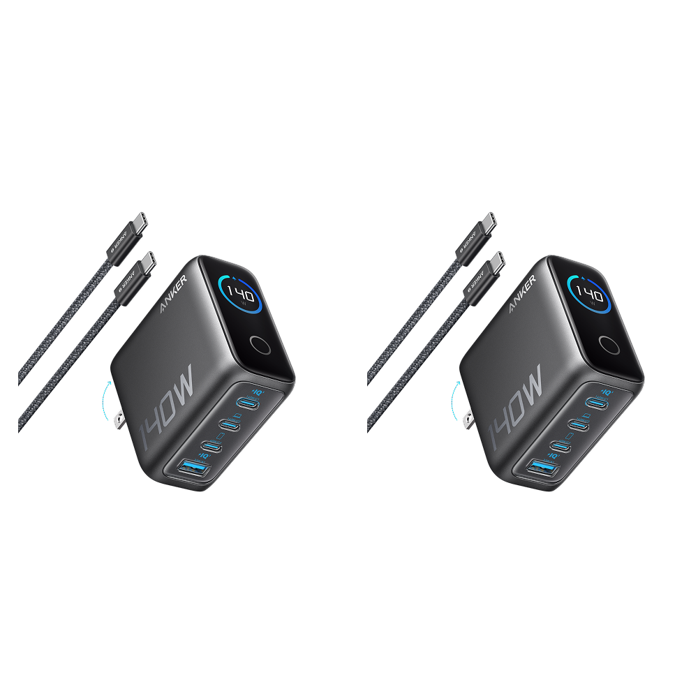 Anker Charger (140W, 4-Port, PD 3.1) with USB-C Cable(2-pack)