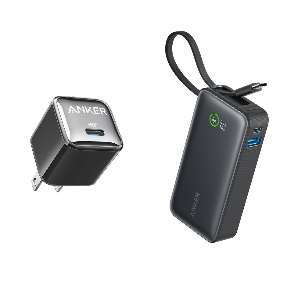Anker Nano Power Bank (30W, Built-In USB-C Cable) and Anker Nano Charger (20W)
